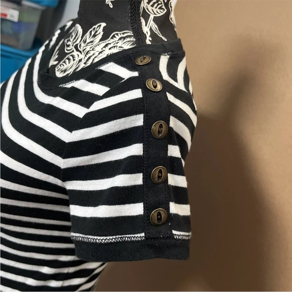 Lauren Ralph Lauren Black & White Striped Short Sleeve Blouse Women Size Small - Picture 2 of 6